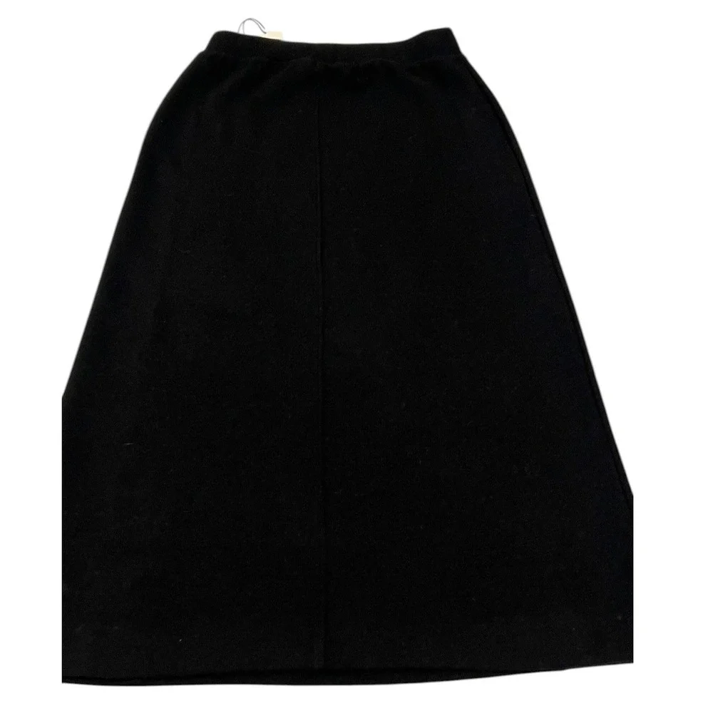 NWT Ba&Sh Jupe Holly Knit Midi Skirt Black A-Line‎ Elastic Waist 1